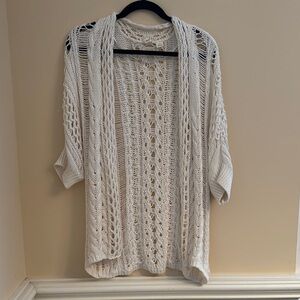 Anthropologie Moth Lightweight Open-Knit Women's White Cream Knit Cardigan XS